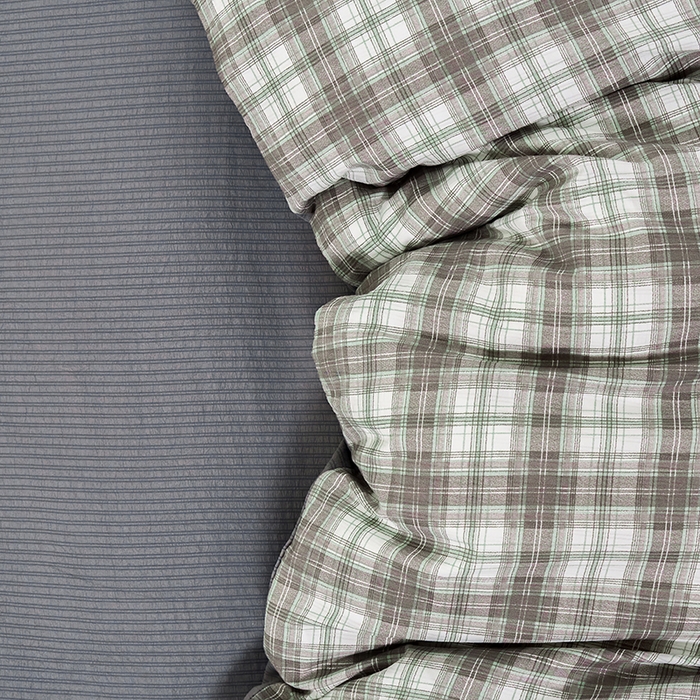 91家纺网 家纺一手货源 找家纺 卢赛尔 2025新款简约格子水洗学生季学生宿舍三件套 简爱-棕