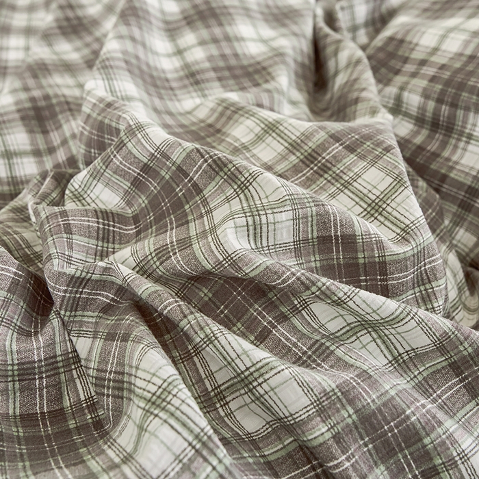 91家纺网 家纺一手货源 找家纺 卢赛尔 2025新款简约格子水洗学生季学生宿舍三件套 简爱-棕