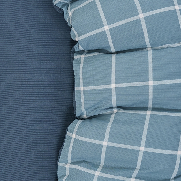 91家纺网 家纺一手货源 找家纺 卢赛尔 2025新款简约格子水洗学生季学生宿舍三件套 莫奈-兰