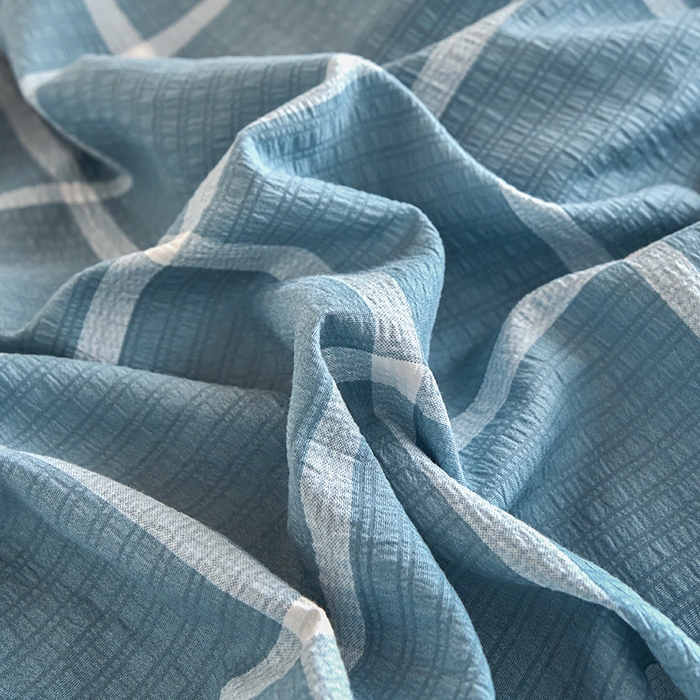 91家纺网 家纺一手货源 找家纺 卢赛尔 2025新款简约格子水洗学生季学生宿舍三件套 莫奈-兰