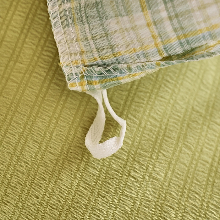 91家纺网 家纺一手货源 找家纺 卢赛尔 2025新款简约格子水洗学生季学生宿舍三件套 青柠-绿