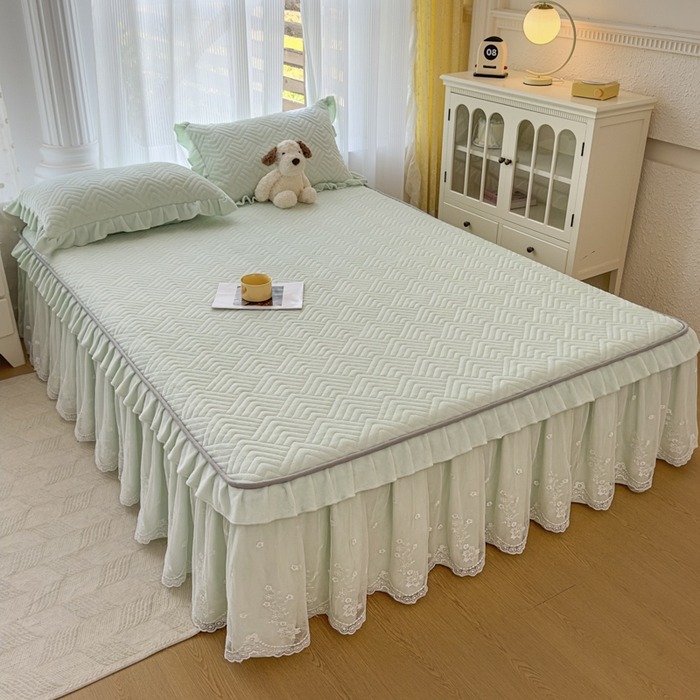 91家纺网 家纺一手货源 找家纺 （总）家之硕 2025秋冬款多功能牛奶绒可拆卸式床笠床裙四件套