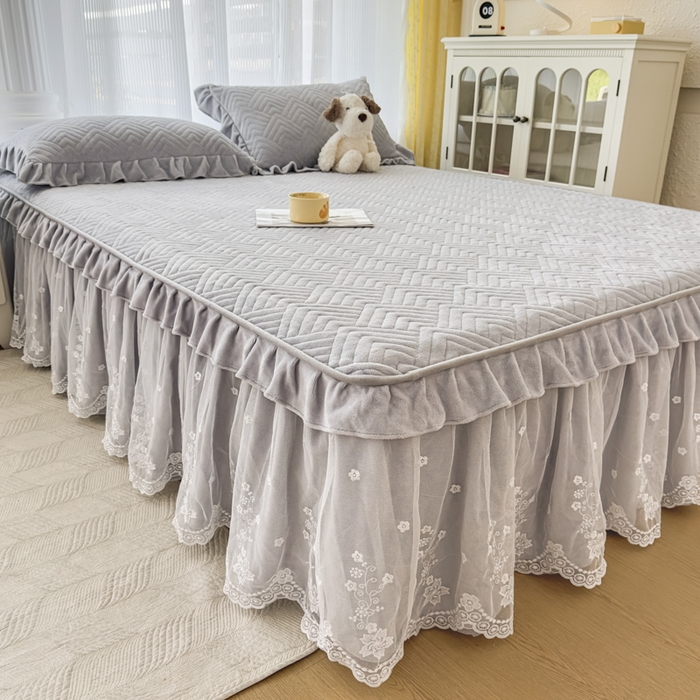 91家纺网 家纺一手货源 找家纺 家之硕家纺2025秋冬款多功能牛奶绒可拆卸式床笠床裙世纪灰