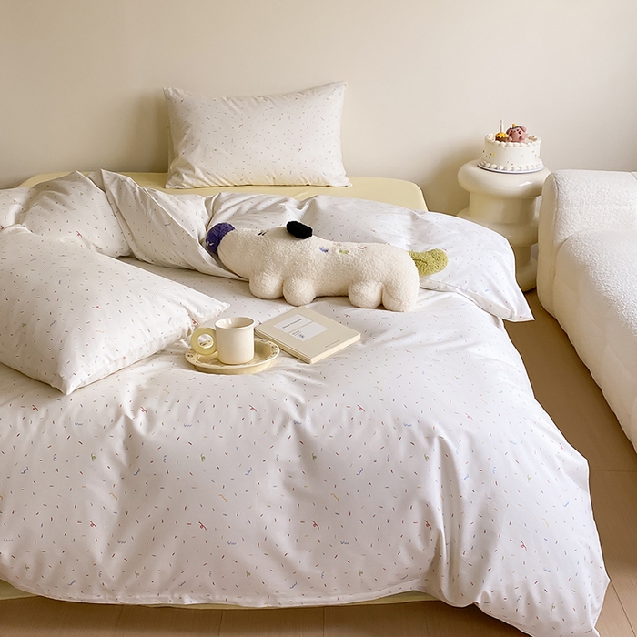 91家纺网 家纺一手货源 找家纺 Mr.pig猪先生水洗棉 2025新款小清新全棉四件套 彩啵啵