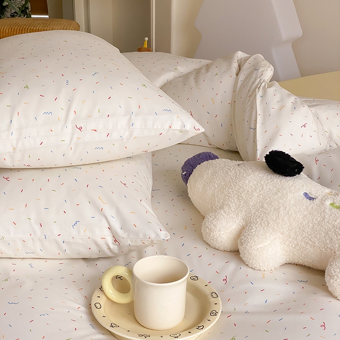 91家纺网 家纺一手货源 找家纺 Mr.pig猪先生水洗棉 2025新款小清新全棉四件套 彩啵啵