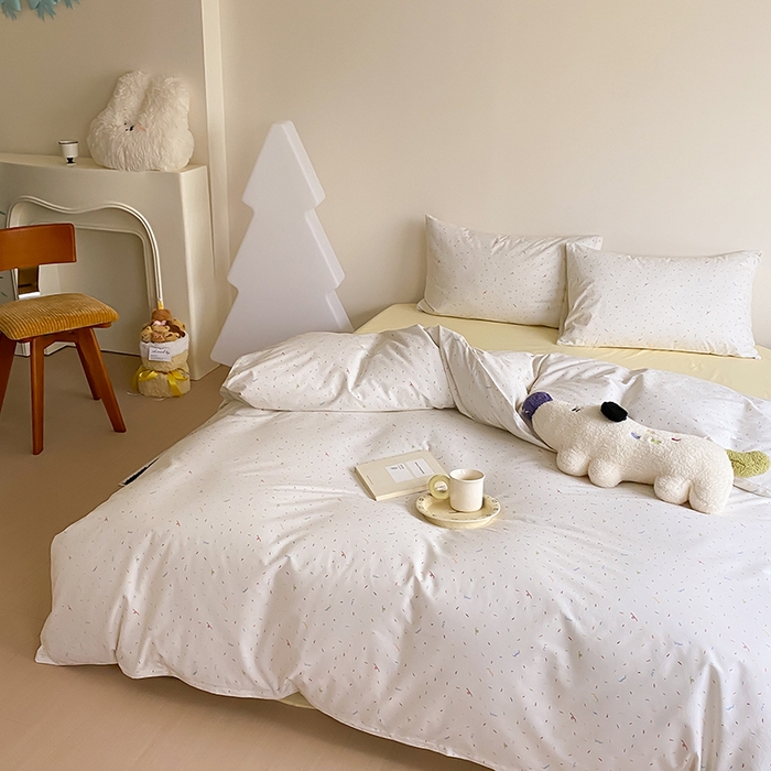 91家纺网 家纺一手货源 找家纺 Mr.pig猪先生水洗棉 2025新款小清新全棉四件套 彩啵啵