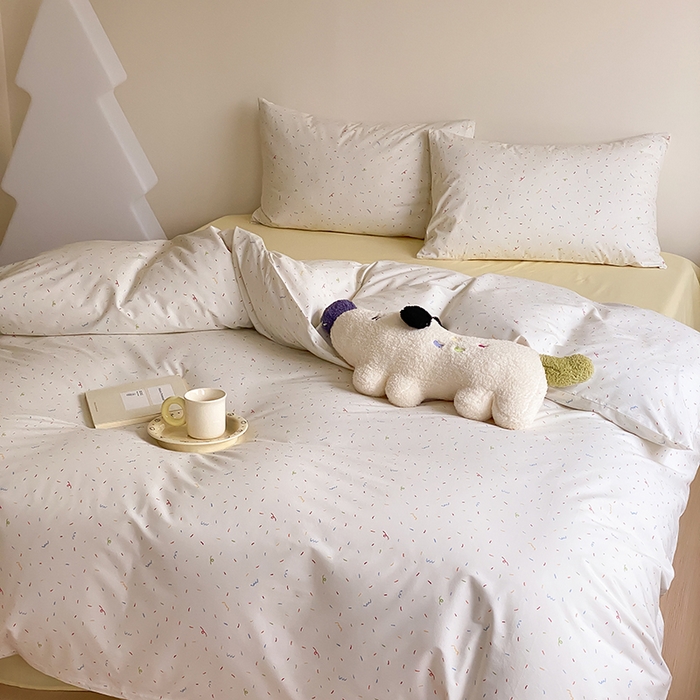 91家纺网 家纺一手货源 找家纺 Mr.pig猪先生水洗棉 2025新款小清新全棉四件套 彩啵啵