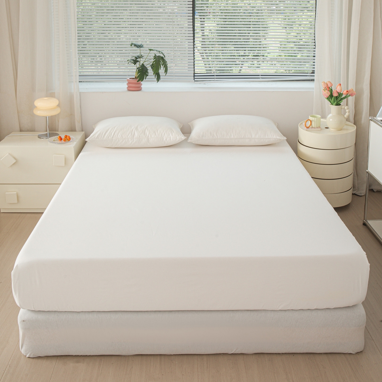 91家纺网 家纺一手货源 找家纺 恬澳家纺 2025新款纯色全棉床笠-棉语 棉语-本白