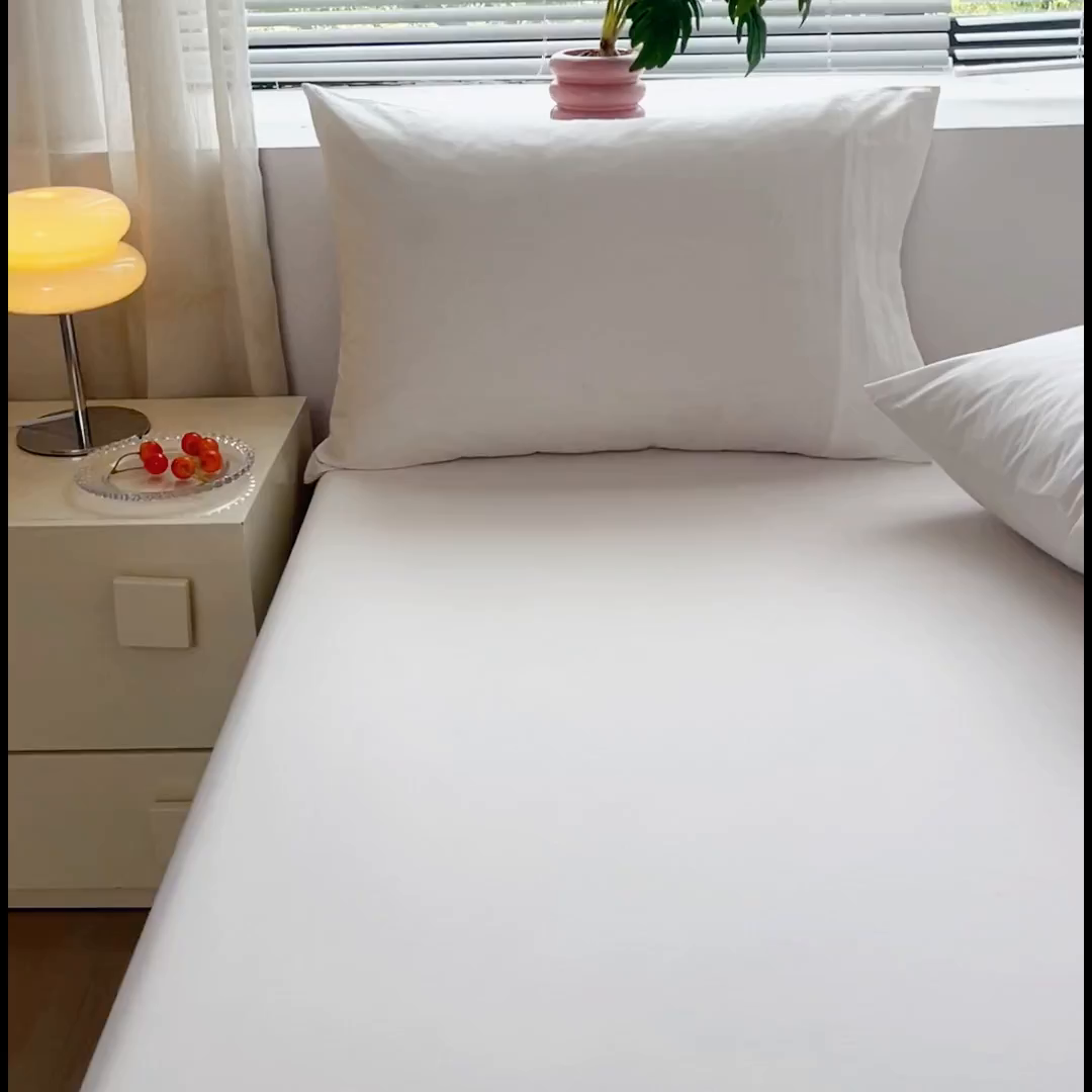 91家纺网 家纺一手货源 找家纺 恬澳家纺 2025新款纯色全棉床笠-棉语 棉语-本白