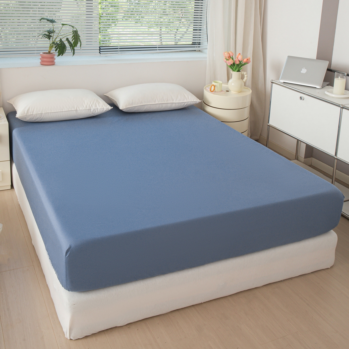 91家纺网 家纺一手货源 找家纺 恬澳家纺 2025新款纯色全棉床笠-棉语 棉语-海蓝