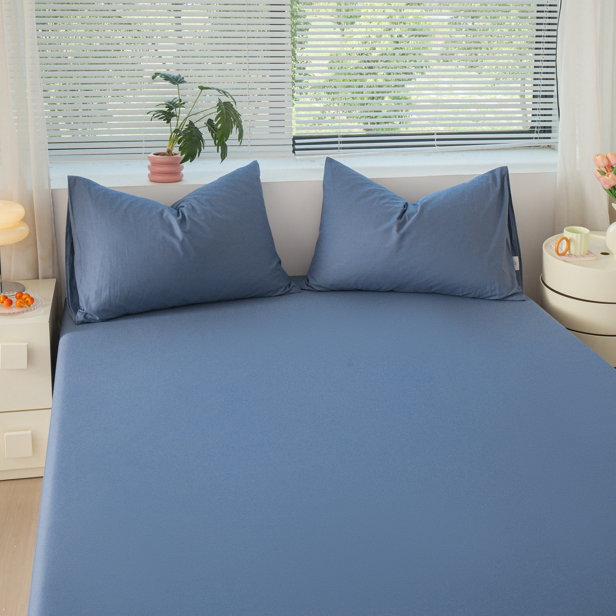 91家纺网 家纺一手货源 找家纺 恬澳家纺 2025新款纯色全棉床笠-棉语 棉语-海蓝