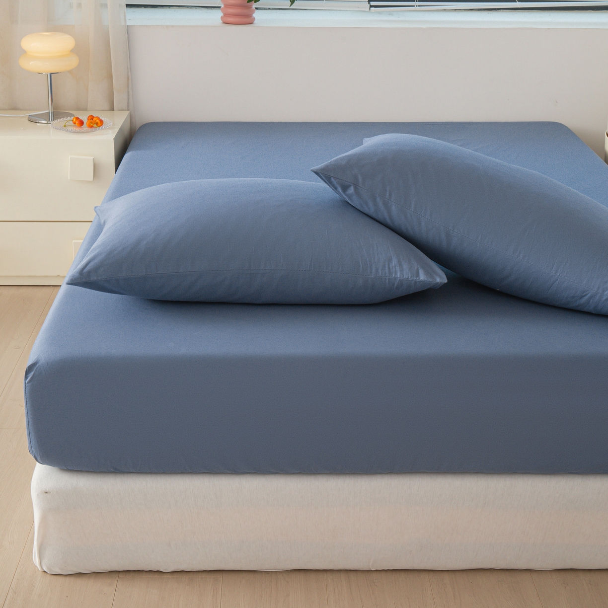 91家纺网 家纺一手货源 找家纺 恬澳家纺 2025新款纯色全棉床笠-棉语 棉语-海蓝