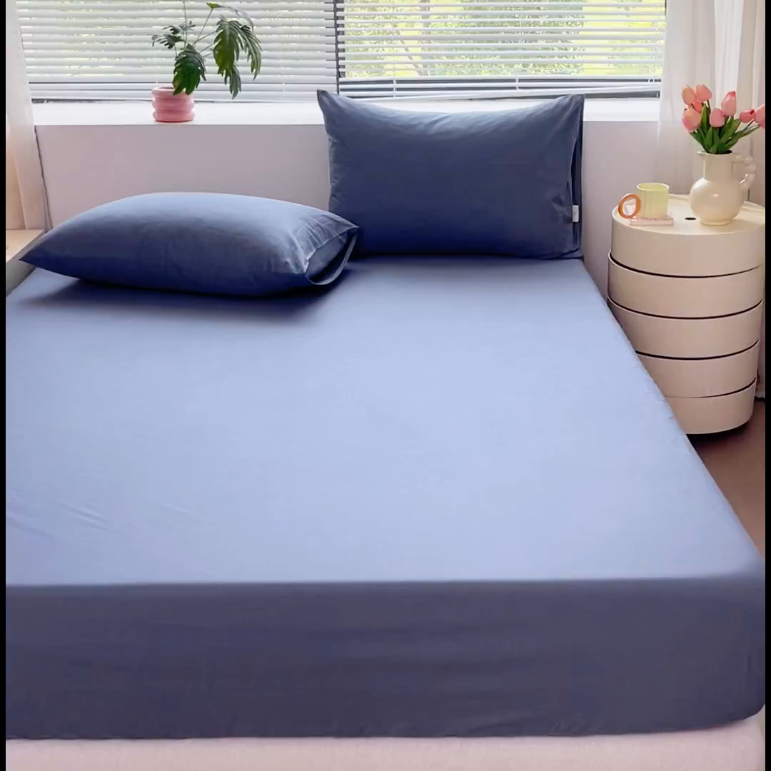 91家纺网 家纺一手货源 找家纺 恬澳家纺 2025新款纯色全棉床笠-棉语 棉语-海蓝