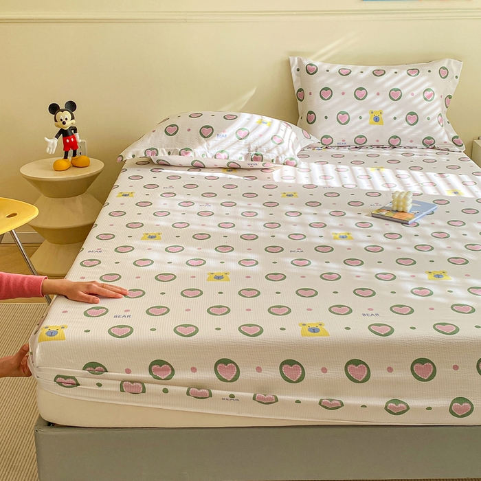 91家纺网 家纺一手货源 找家纺 （总）恬澳家纺 2025新款A类印花泡泡棉床笠-场景一