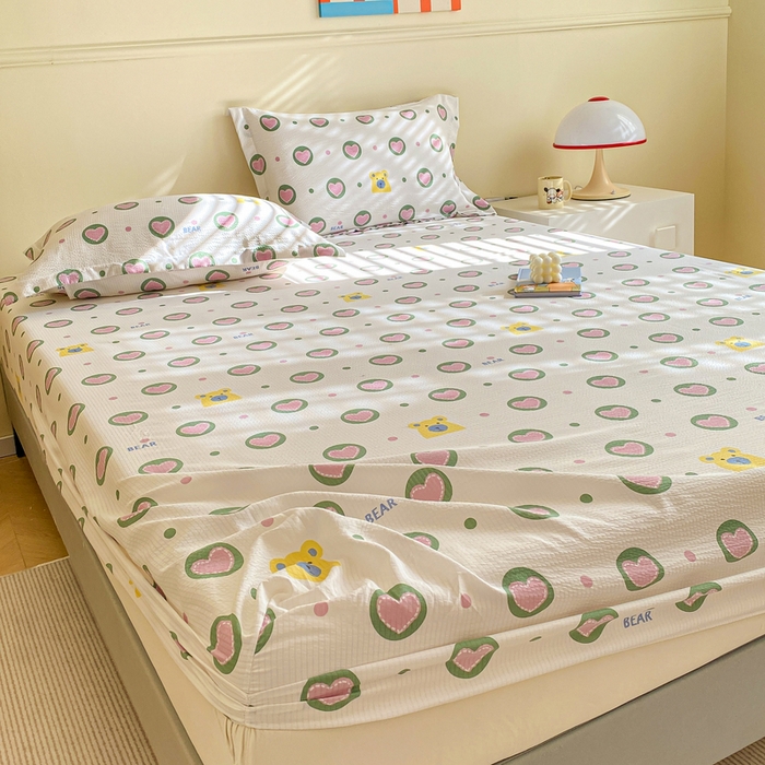 91家纺网 家纺一手货源 找家纺 （总）恬澳家纺 2025新款A类印花泡泡棉床笠-场景一