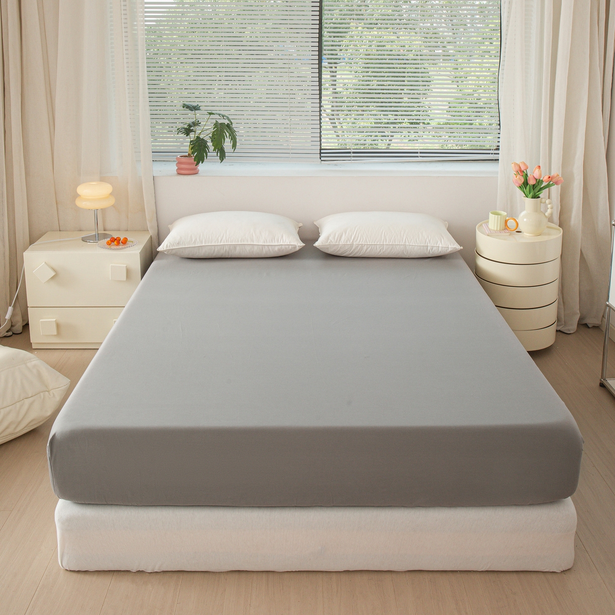 91家纺网 家纺一手货源 找家纺 恬澳家纺 2025新款纯色全棉床笠-棉语 棉语-深灰