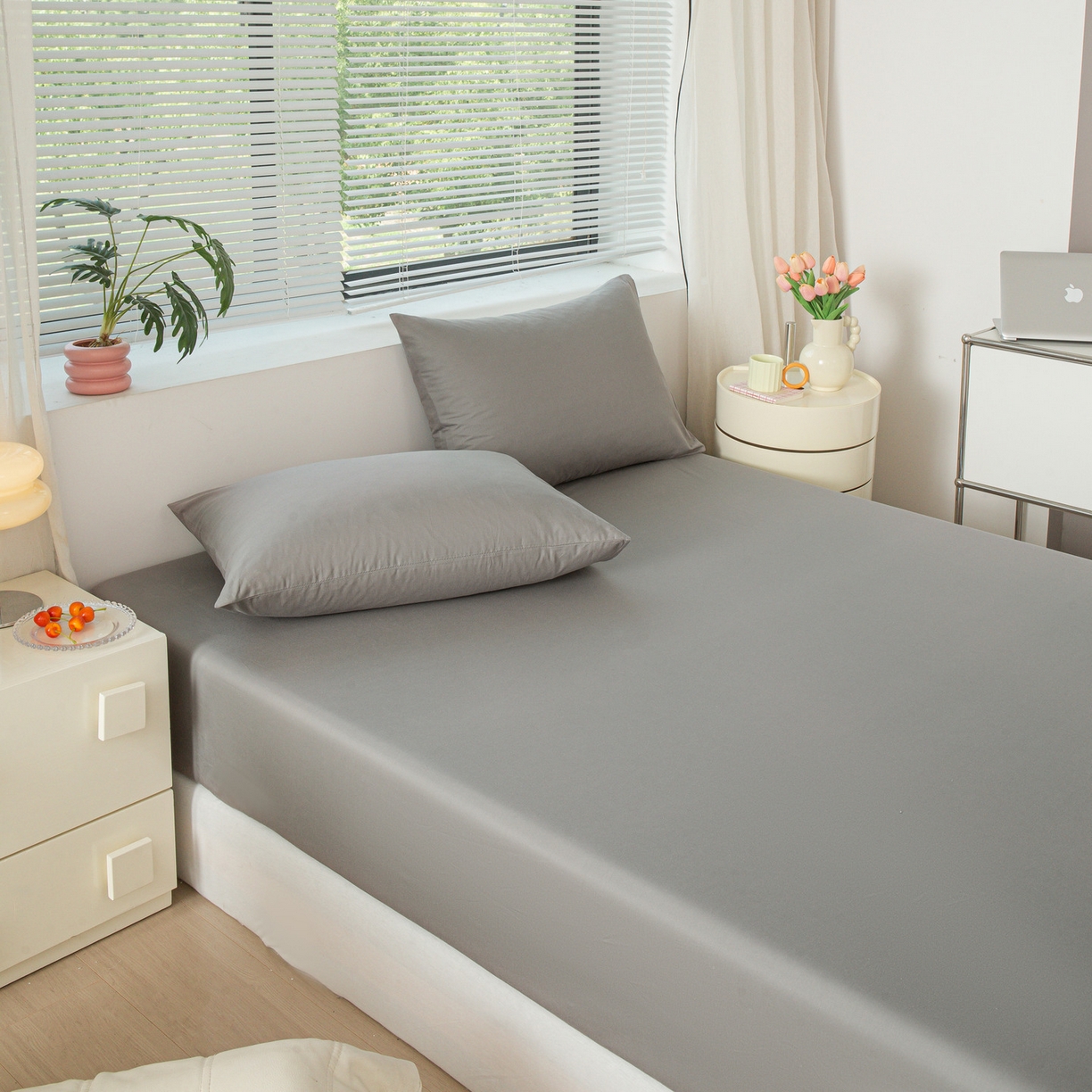 91家纺网 家纺一手货源 找家纺 恬澳家纺 2025新款纯色全棉床笠-棉语 棉语-深灰