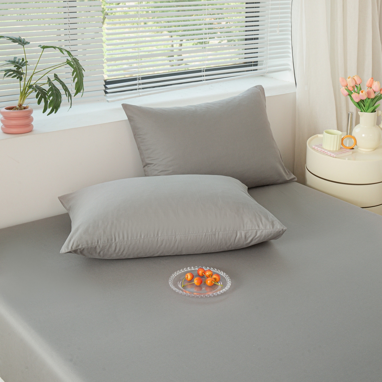 91家纺网 家纺一手货源 找家纺 恬澳家纺 2025新款纯色全棉床笠-棉语 棉语-深灰