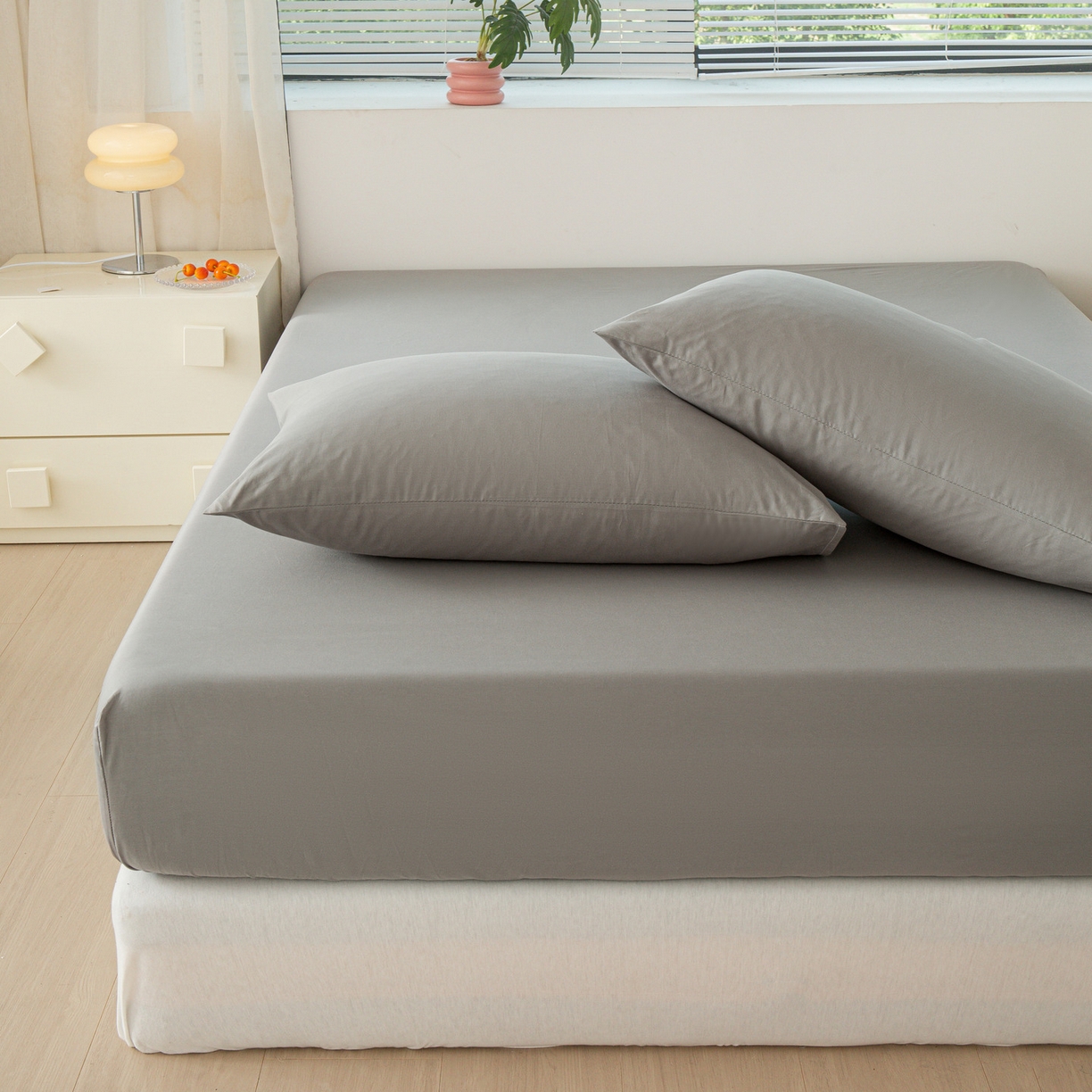 91家纺网 家纺一手货源 找家纺 恬澳家纺 2025新款纯色全棉床笠-棉语 棉语-深灰