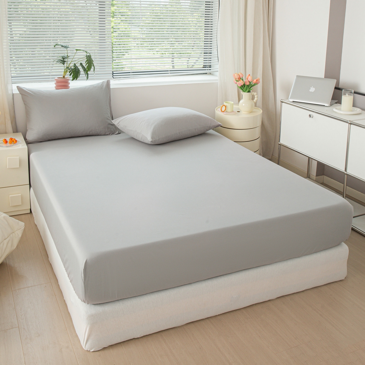 91家纺网 家纺一手货源 找家纺 恬澳家纺 2025新款纯色全棉床笠-棉语 棉语-松灰