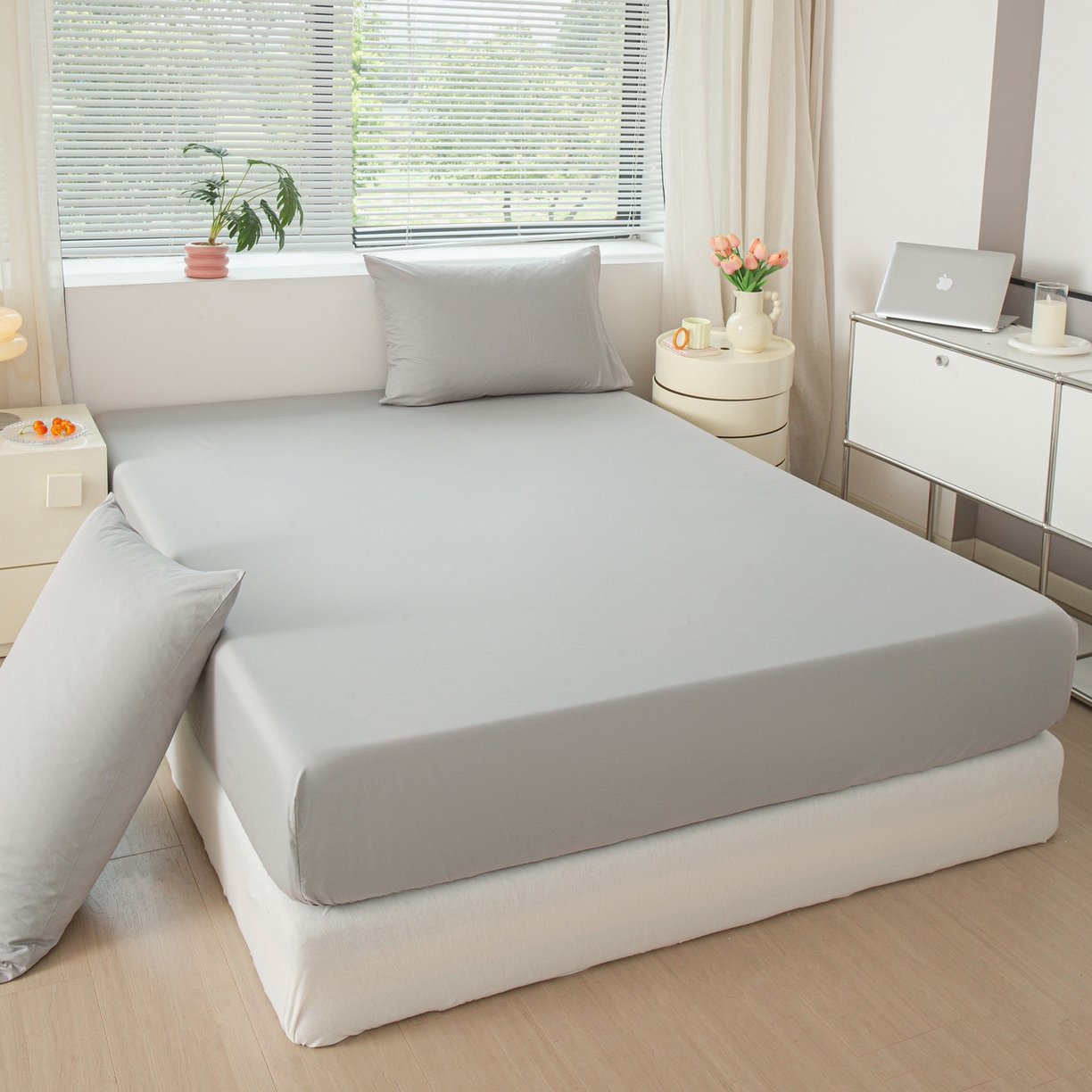 91家纺网 家纺一手货源 找家纺 恬澳家纺 2025新款纯色全棉床笠-棉语 棉语-松灰