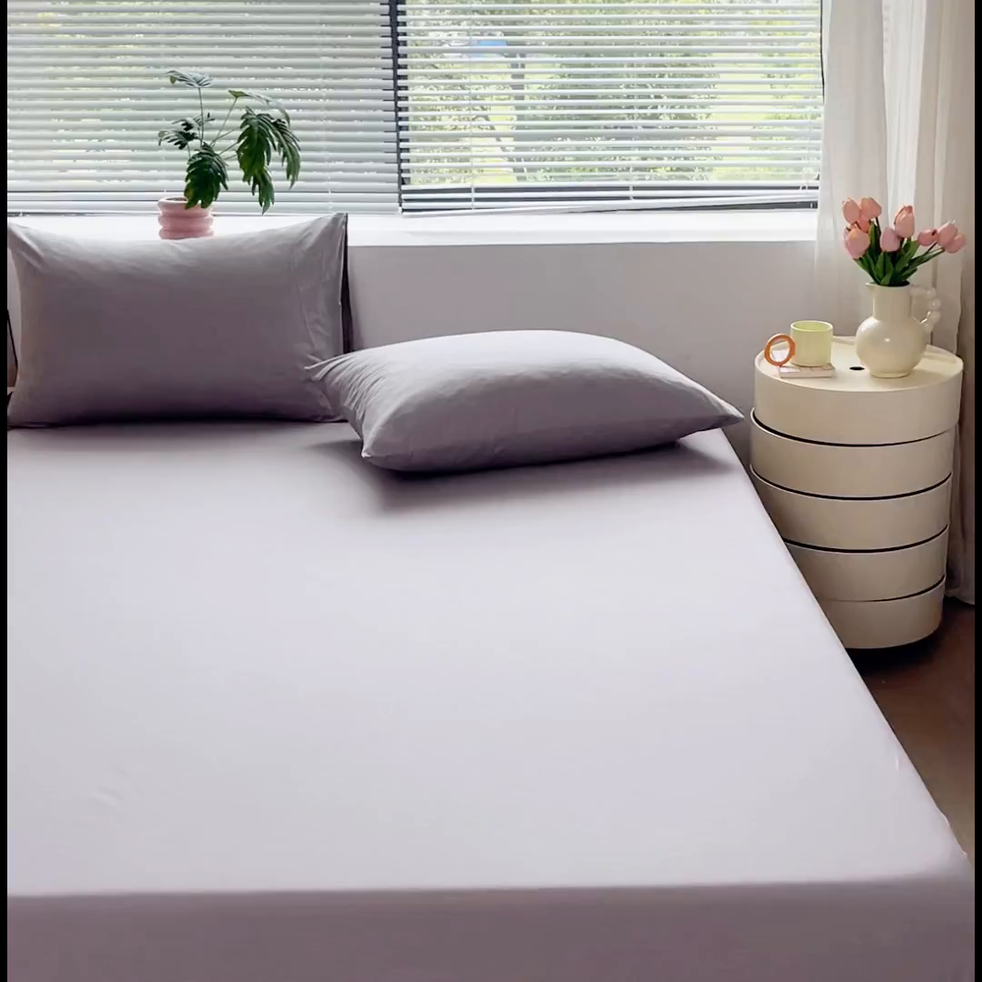 91家纺网 家纺一手货源 找家纺 恬澳家纺 2025新款纯色全棉床笠-棉语 棉语-松灰