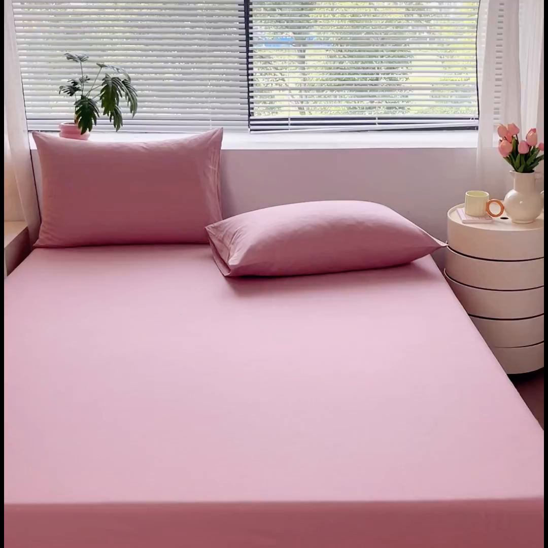 91家纺网 家纺一手货源 找家纺 恬澳家纺 2025新款纯色全棉床笠-棉语 棉语-桃粉