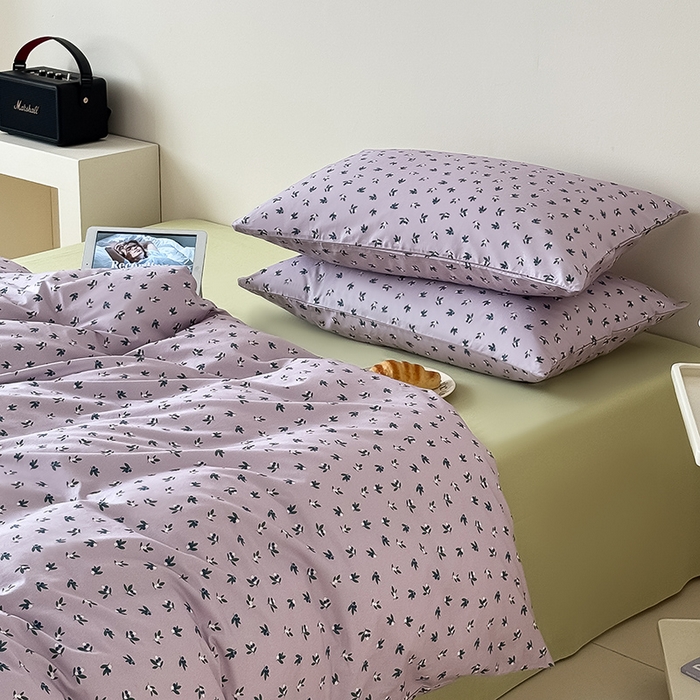 91家纺网 家纺一手货源 找家纺 Mr.pig猪先生水洗棉 2025新款小清新全棉四件套 花野