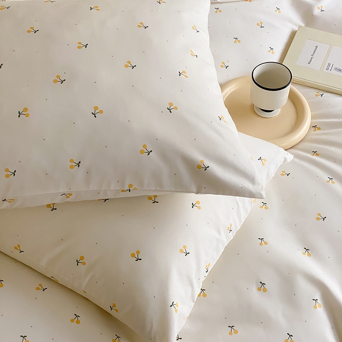 91家纺网 家纺一手货源 找家纺 Mr.pig猪先生水洗棉 2025新款小清新全棉四件套 黄樱桃