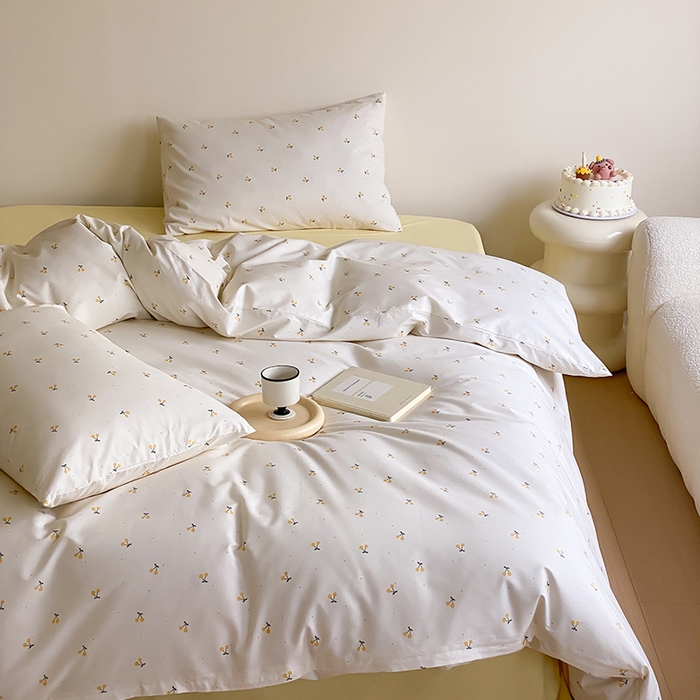 91家纺网 家纺一手货源 找家纺 Mr.pig猪先生水洗棉 2025新款小清新全棉四件套 黄樱桃