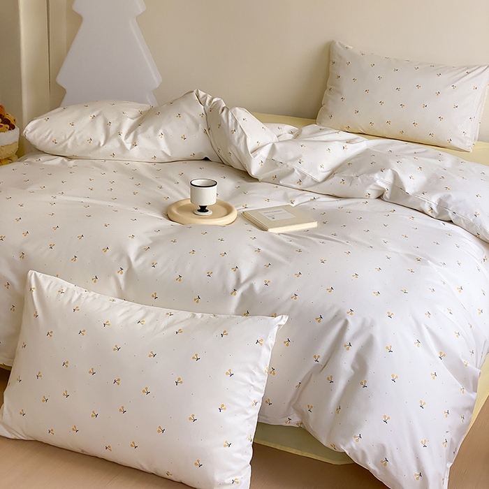 91家纺网 家纺一手货源 找家纺 Mr.pig猪先生水洗棉 2025新款小清新全棉四件套 黄樱桃