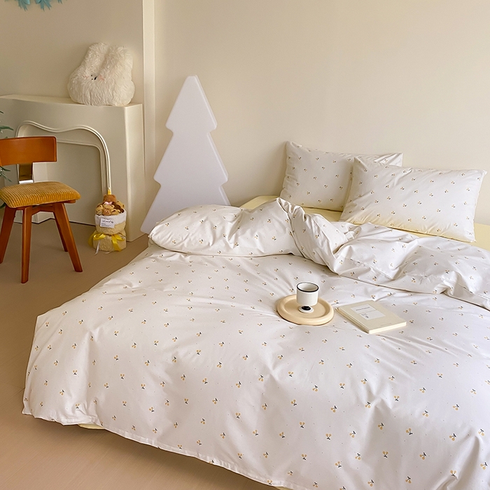 91家纺网 家纺一手货源 找家纺 Mr.pig猪先生水洗棉 2025新款小清新全棉四件套 黄樱桃