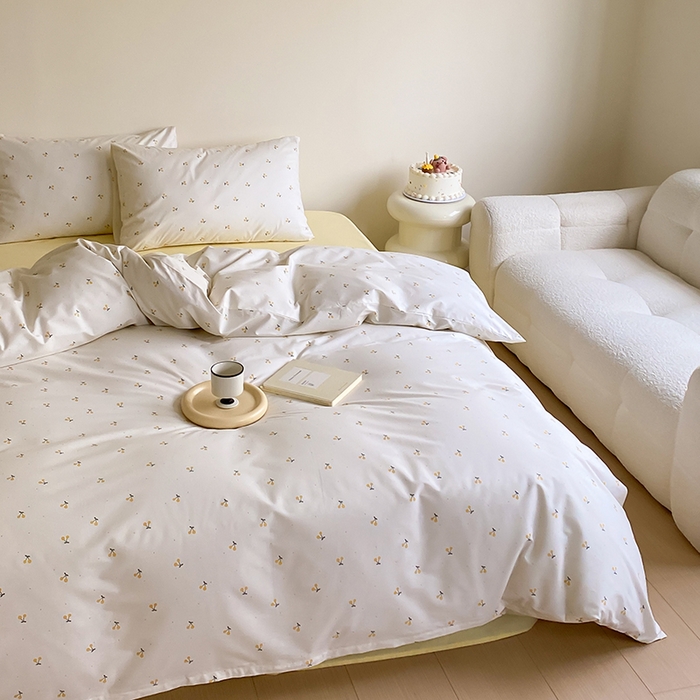 91家纺网 家纺一手货源 找家纺 Mr.pig猪先生水洗棉 2025新款小清新全棉四件套 黄樱桃