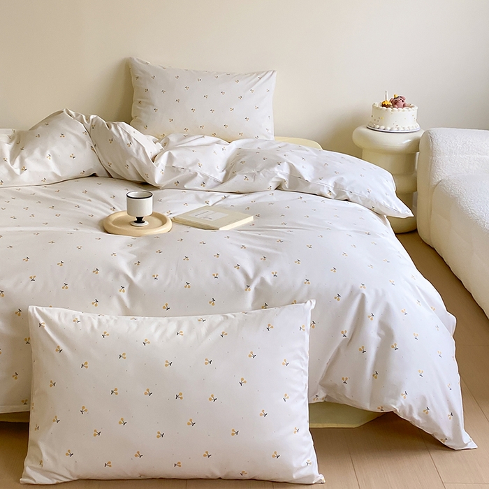 91家纺网 家纺一手货源 找家纺 Mr.pig猪先生水洗棉 2025新款小清新全棉四件套 黄樱桃