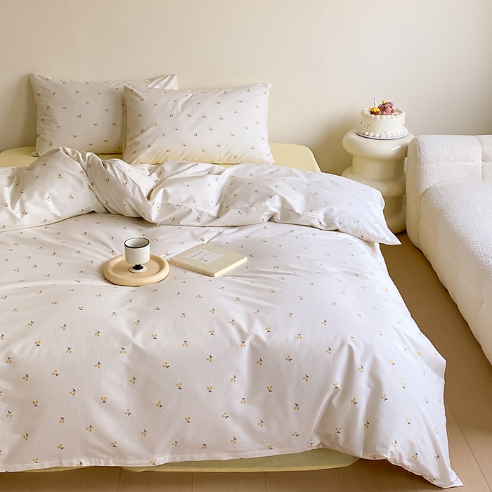 91家纺网 家纺一手货源 找家纺 Mr.pig猪先生水洗棉 2025新款小清新全棉四件套 黄樱桃