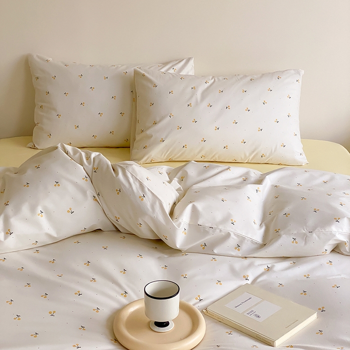 91家纺网 家纺一手货源 找家纺 Mr.pig猪先生水洗棉 2025新款小清新全棉四件套 黄樱桃