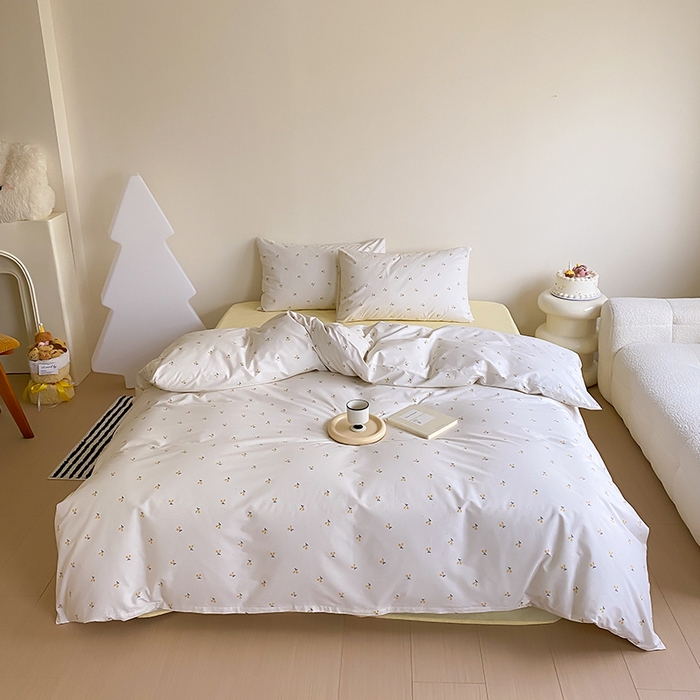 Mr.pig猪先生水洗棉 2025新款小清新全棉四件套 黄樱桃