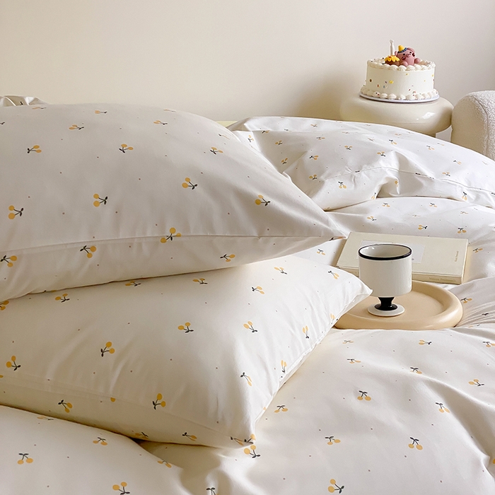 91家纺网 家纺一手货源 找家纺 Mr.pig猪先生水洗棉 2025新款小清新全棉四件套 黄樱桃