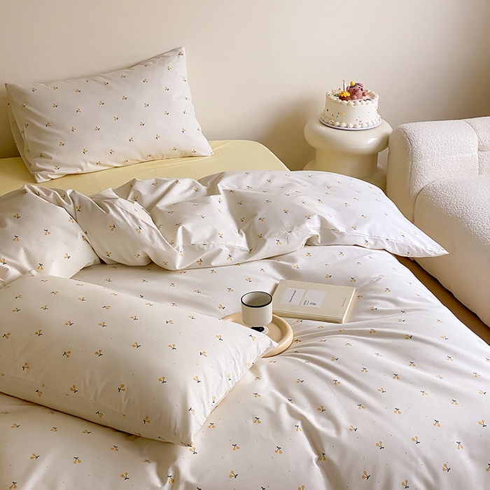 91家纺网 家纺一手货源 找家纺 Mr.pig猪先生水洗棉 2025新款小清新全棉四件套 黄樱桃