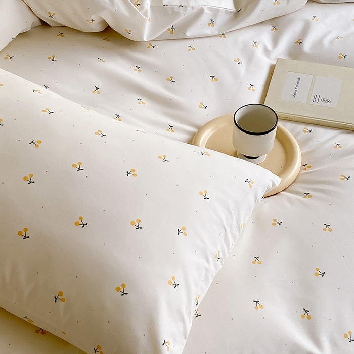 91家纺网 家纺一手货源 找家纺 Mr.pig猪先生水洗棉 2025新款小清新全棉四件套 黄樱桃