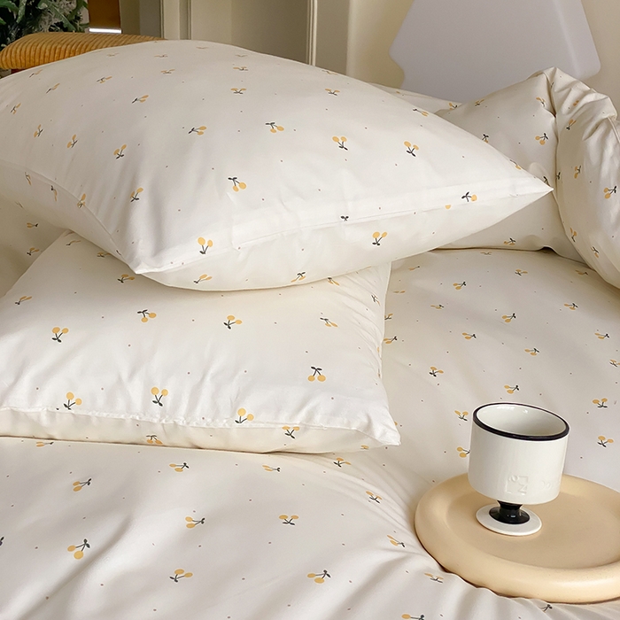 91家纺网 家纺一手货源 找家纺 Mr.pig猪先生水洗棉 2025新款小清新全棉四件套 黄樱桃