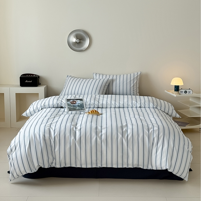 Mr.pig猪先生水洗棉 2025新款小清新全棉四件套 假期日记-竖条