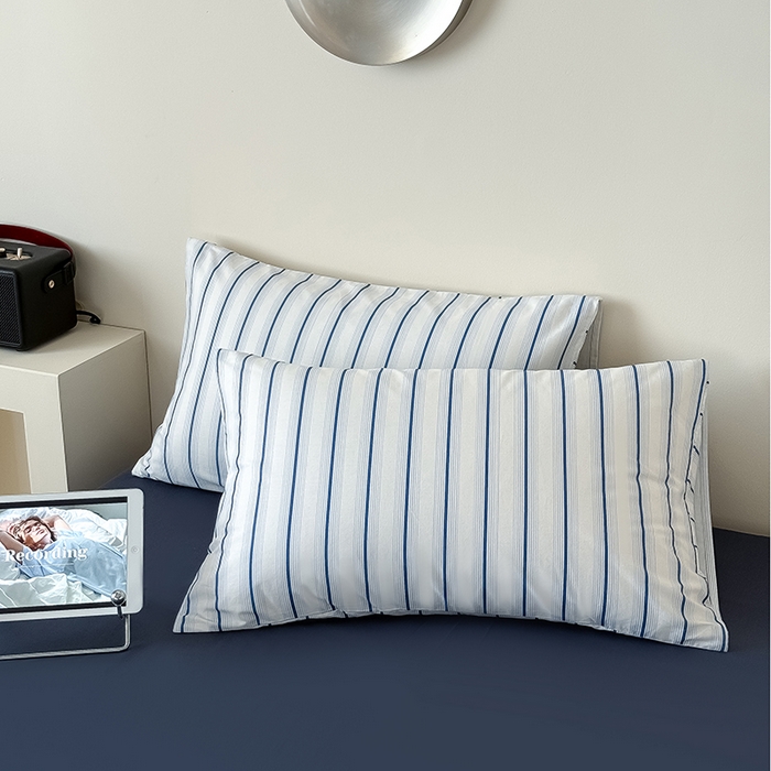 91家纺网 家纺一手货源 找家纺 Mr.pig猪先生水洗棉 2025新款小清新全棉四件套 假期日记-竖条