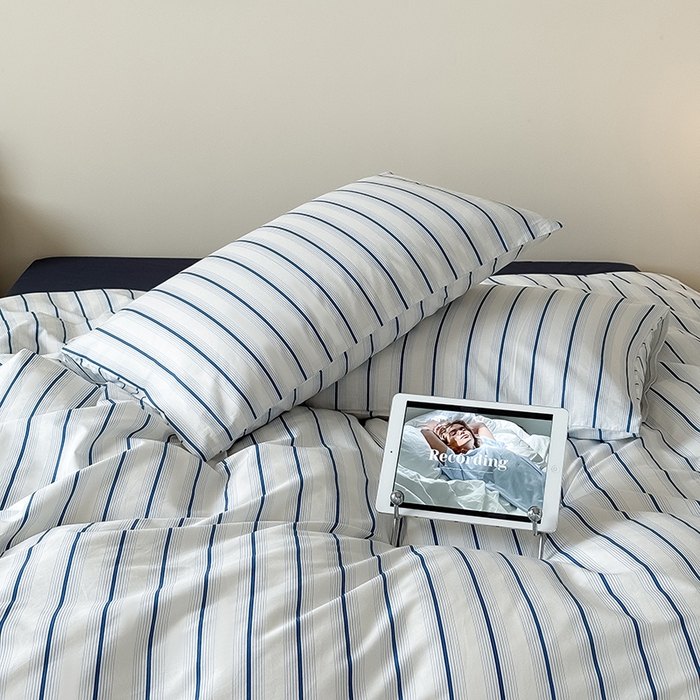 91家纺网 家纺一手货源 找家纺 Mr.pig猪先生水洗棉 2025新款小清新全棉四件套 假期日记-竖条