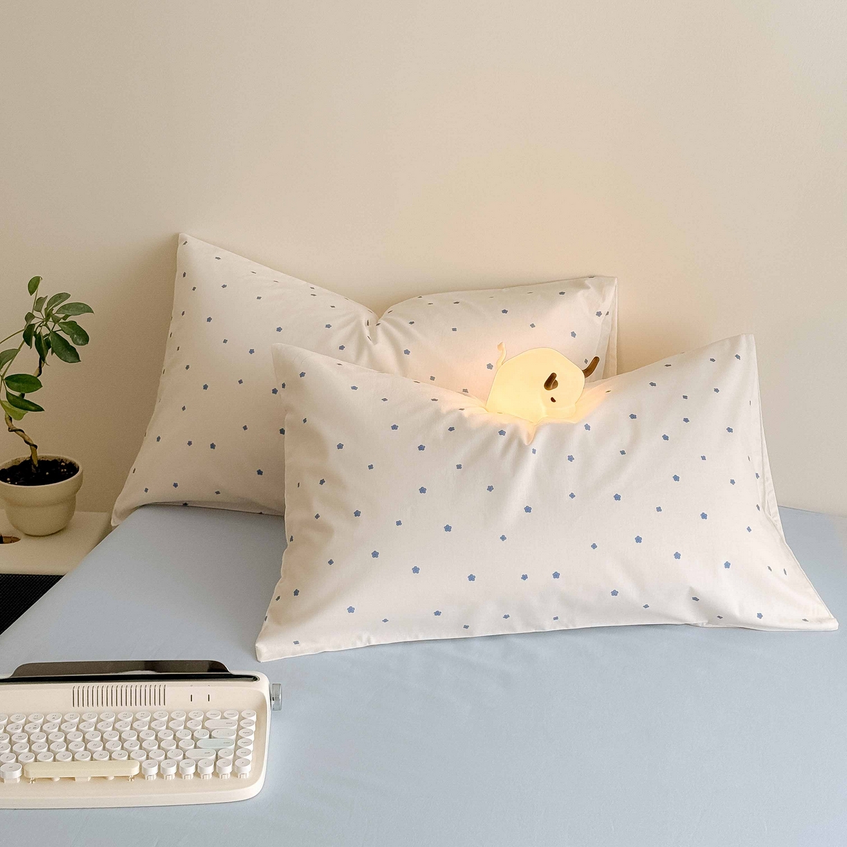 91家纺网 家纺一手货源 找家纺 Mr.pig猪先生水洗棉 2025新款小清新全棉四件套 蓝小花