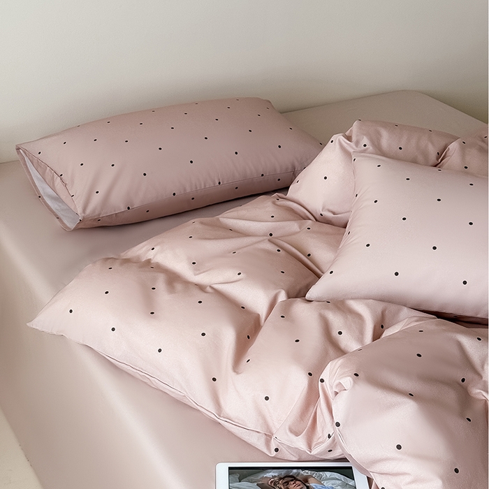 91家纺网 家纺一手货源 找家纺 Mr.pig猪先生水洗棉 2025新款小清新全棉四件套 栗子波点