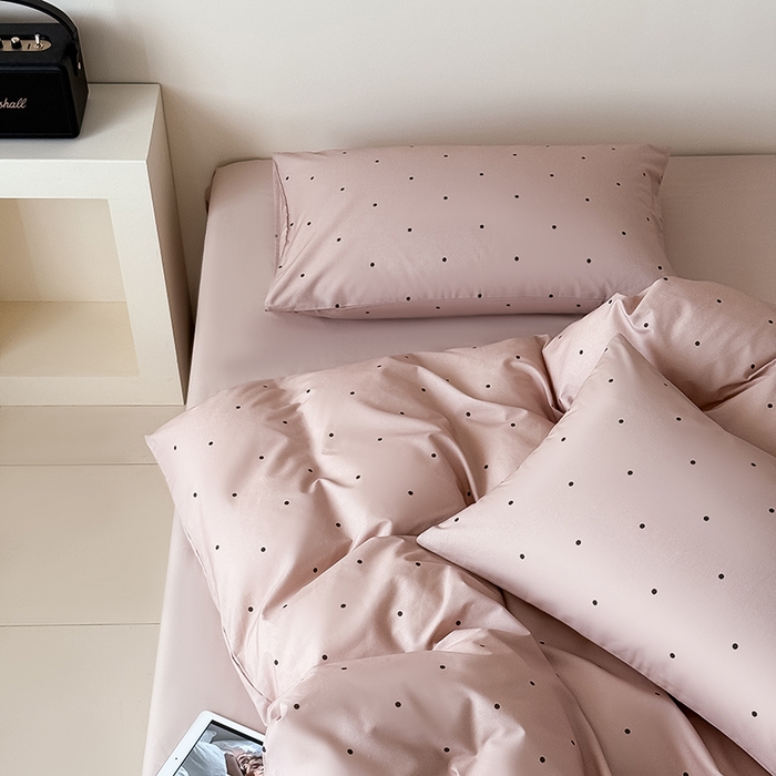 91家纺网 家纺一手货源 找家纺 Mr.pig猪先生水洗棉 2025新款小清新全棉四件套 栗子波点