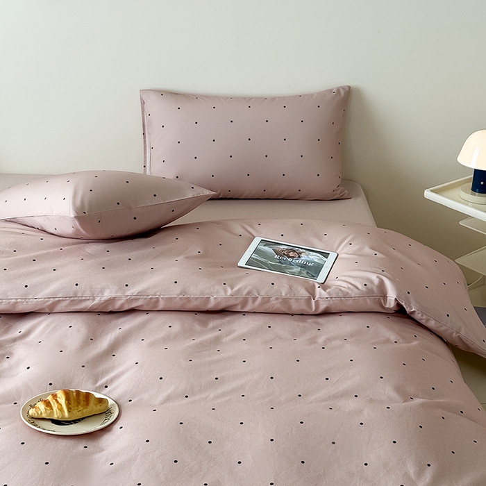 91家纺网 家纺一手货源 找家纺 Mr.pig猪先生水洗棉 2025新款小清新全棉四件套 栗子波点