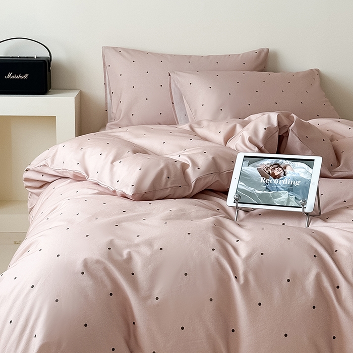 91家纺网 家纺一手货源 找家纺 Mr.pig猪先生水洗棉 2025新款小清新全棉四件套 栗子波点