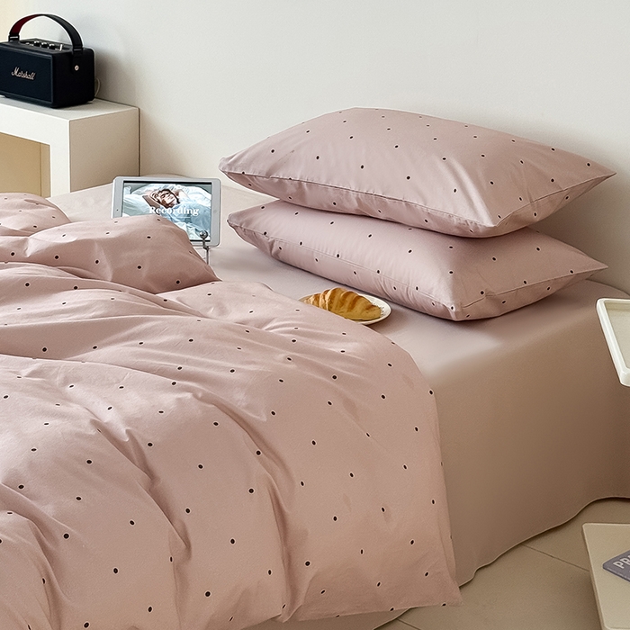 91家纺网 家纺一手货源 找家纺 Mr.pig猪先生水洗棉 2025新款小清新全棉四件套 栗子波点